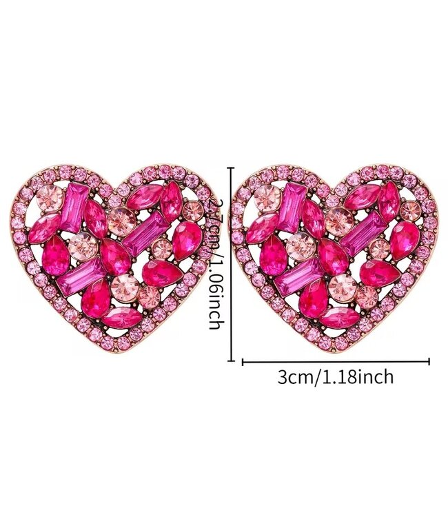 Colorful Mosaic Heart-Shaped Earrings