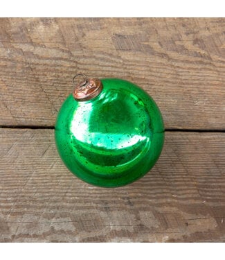 Antique Shiny Emerald Glass Ball Ornament, Extra-Large