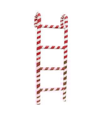 Distressed Paper Mache Candy Cane Stripe Ladder