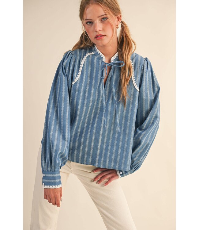Nikka Striped Puff Sleeve Top