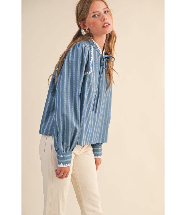 Nikka Striped Puff Sleeve Top