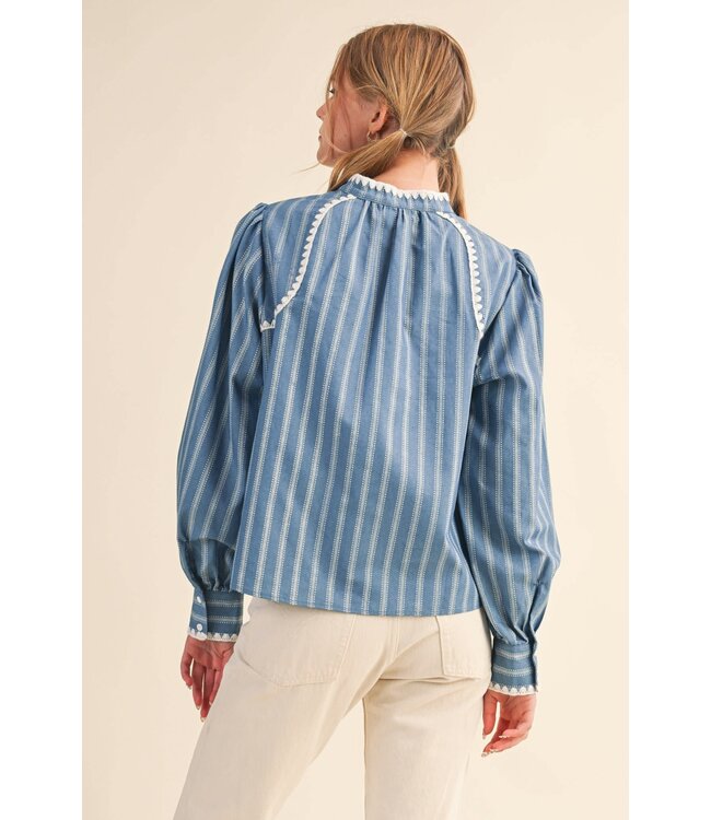 Nikka Striped Puff Sleeve Top