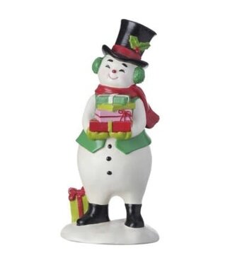 8.5" Resin Standing Snowman Holding Packages