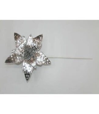 24" Shiny Mirrored Poinsettia Stem