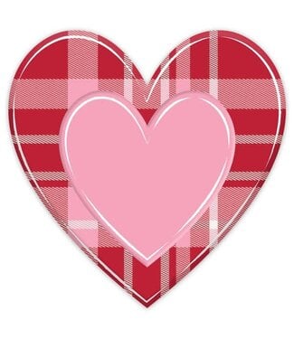 Metal/Embossed Plaid Heart