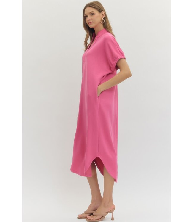 Avery Solid Short Sleeve Midi Dress