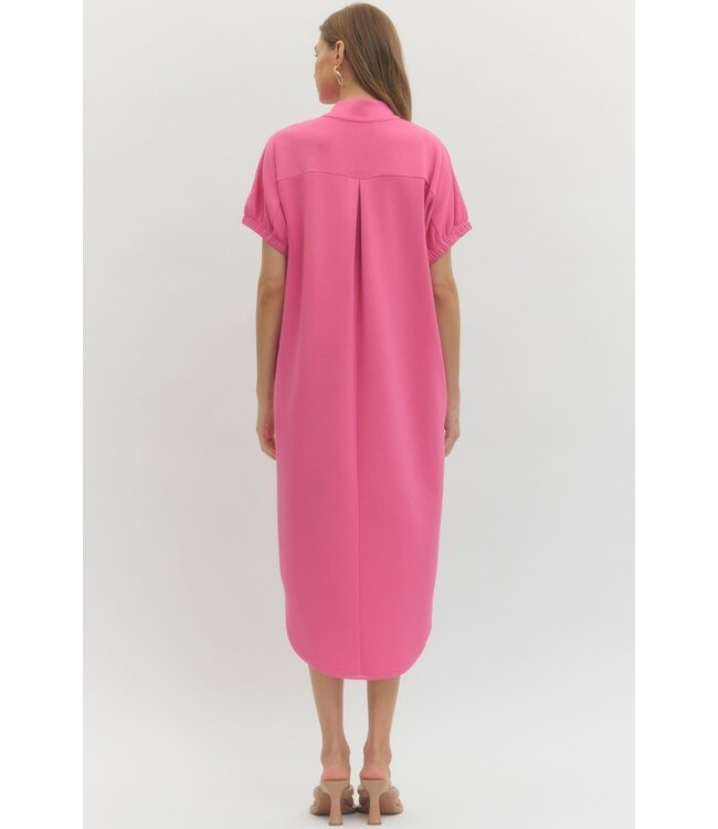 Avery Solid Short Sleeve Midi Dress