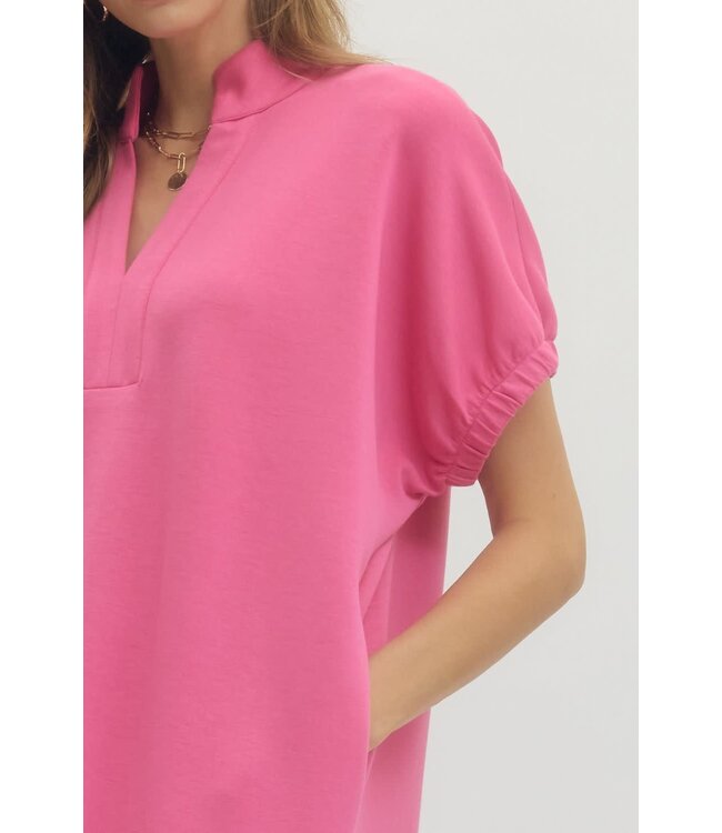 Avery Solid Short Sleeve Midi Dress