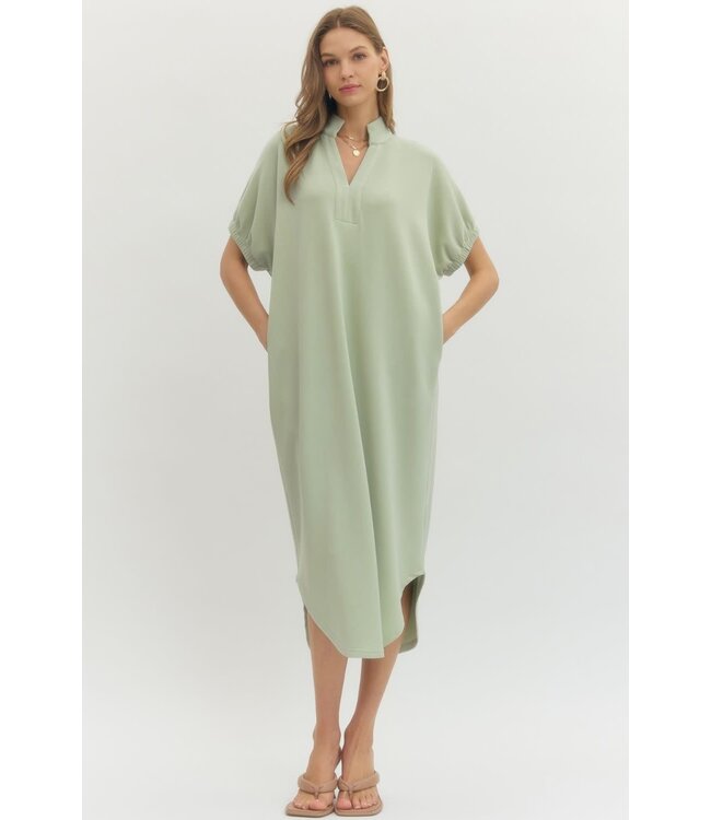 Avery Solid Short Sleeve Midi Dress