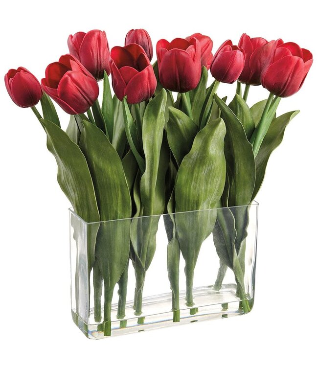 17.5 Inch Tulip in Glass Vase