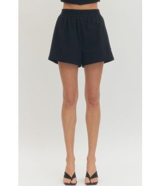 Hannah Solid Elastic Waist Shorts
