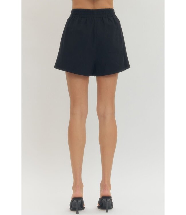Hannah Solid Elastic Waist Shorts