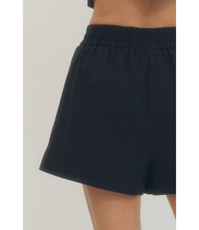 Hannah Solid Elastic Waist Shorts