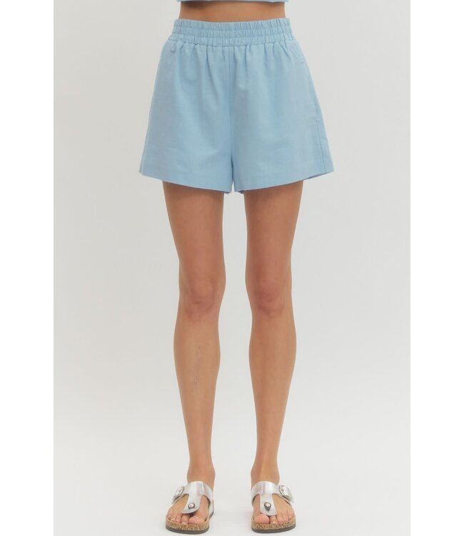 Hannah Solid Elastic Waist Shorts