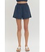 Hannah Solid Elastic Waist Shorts