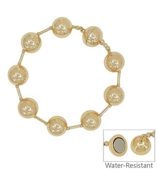 14mm Gold Beaded with Gold Magnetic Closure 7.5" Bracelet