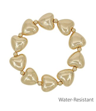 16mm Gold Puffy Heart Stretch Bracelet