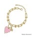 Gold Chain with Pink Studded Heart Charm Bracelet