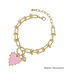 Gold Chain with Pink Studded Heart Charm Bracelet