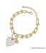 Gold Chain with White Studded Heart Charm Bracelet