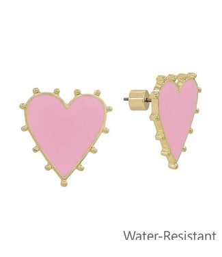 Light Pink Studded .75" Heart Stud Earrings
