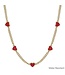 Water Resistant Gold Textured Chain with Red Epoxy Heart 16"-18" Necklace
