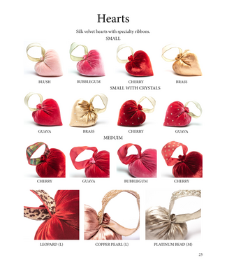 HOT SKWASH Small Crystal Silk Velvet Heart With Ribbon
