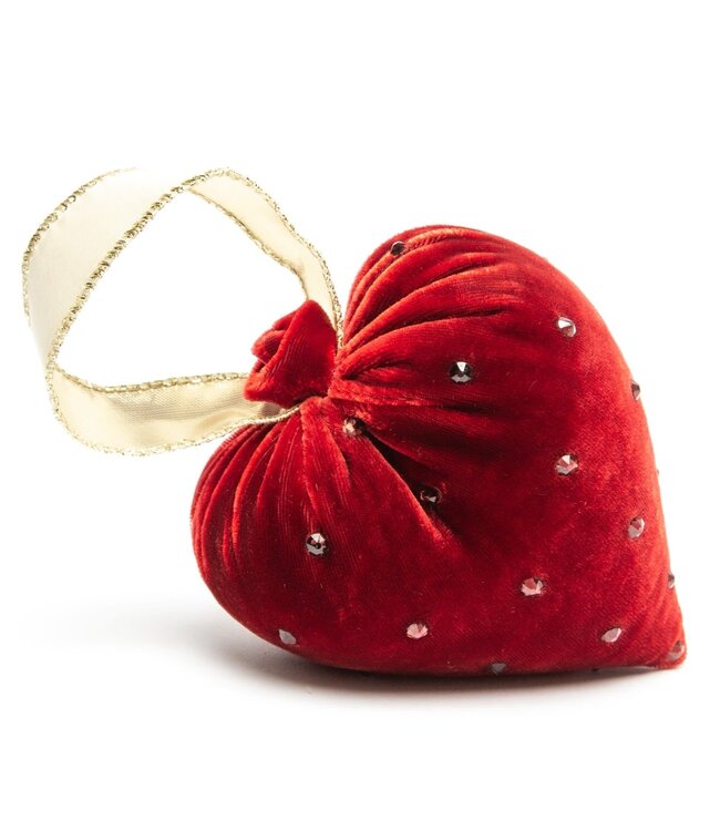 HOT SKWASH Small Crystal Silk Velvet Heart With Ribbon