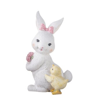 9.5" Glittered Bunny with Chick