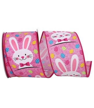 Bunny Face Multi Egg Wired Edge, Pink, 2-1/2 Inch, 10 Yards