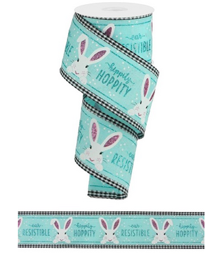 2.5"X10yd Peeking Bunny Ryl/Gingham Edge Ribbon