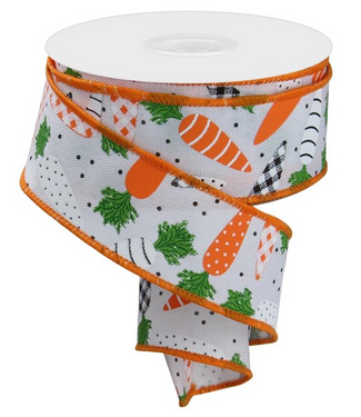 1.5"X10yd Patterned Carrots/Faux Royal Ribbon