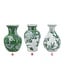 Green & White Porcelain Vase with Nature-Inspired Motifs - Sold Individually