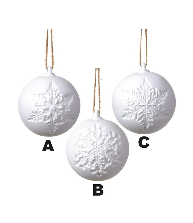 4” Snowflake Ball Ornament White