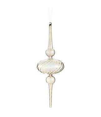 15” Glass Finial Ornament Gray Iridescent