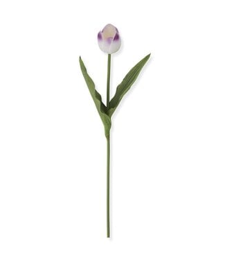 18.5 Inch White & Purple Real Touch Tulip Stem