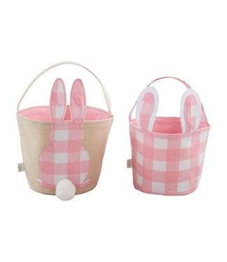 Pink Check Bunny Basket