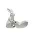 Stoneware Rabbit with Flower Shaped Bowl