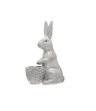 Stoneware Rabbit with Embossed Planter
