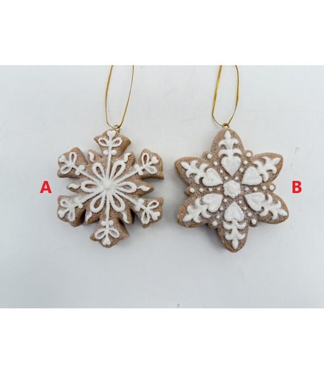 4" Resin Gingerbread Snowflake Ornament - Sold Individually