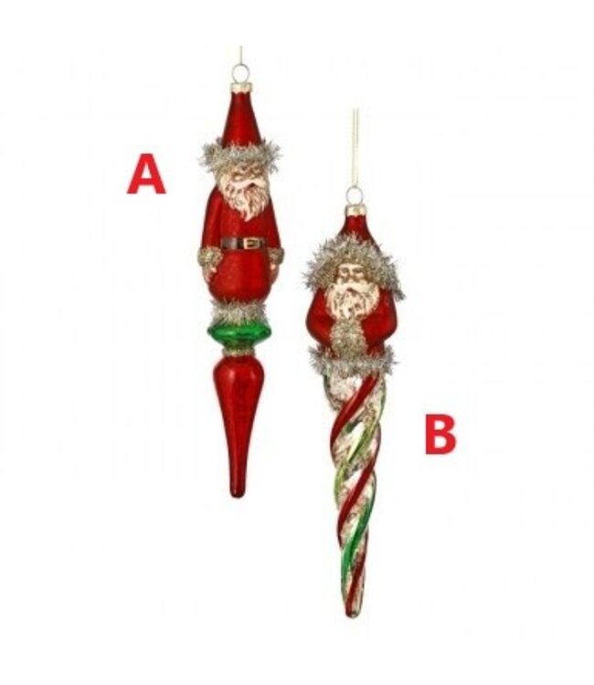 10" GLS VNTG SANTA FINIAL ORNAMENT