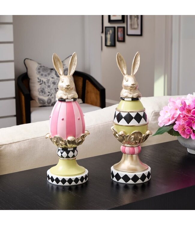 13.5" Resin Garden Bunny Egg Topiary - Sold Individually