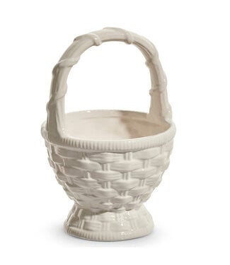 7.5” Ceramic Basket - White
