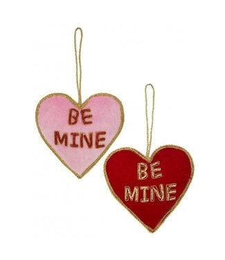 4" Velvet Embroidered "BE MINE" Heart