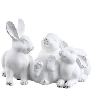 6" Playful Bunnies White