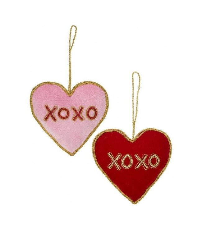 4" Velvet Embroidered "XOXO" Heart
