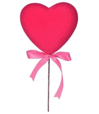 18" Flocked Solid Heart Pick