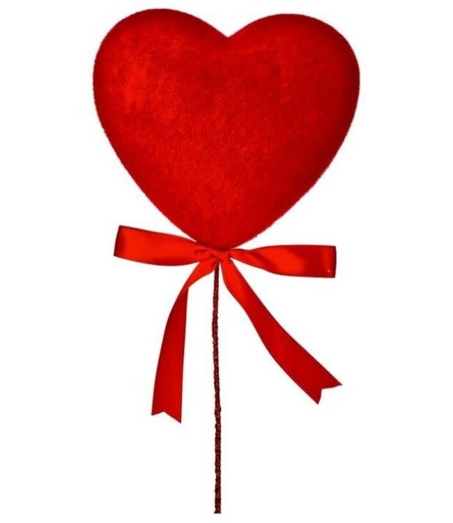 18" Flocked Solid Heart Pick