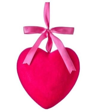 9" Flocked Heart Hanging Ornament