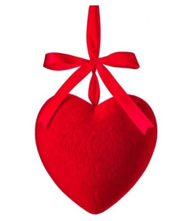 9" Flocked Heart Hanging Ornament